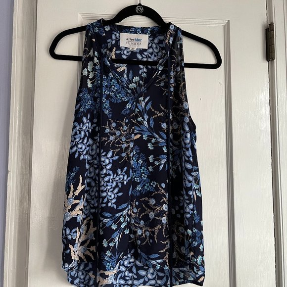 Alice Blue for Stitch Fix | Blue Floral Tank Blouse XS - Picture 1 of 5
